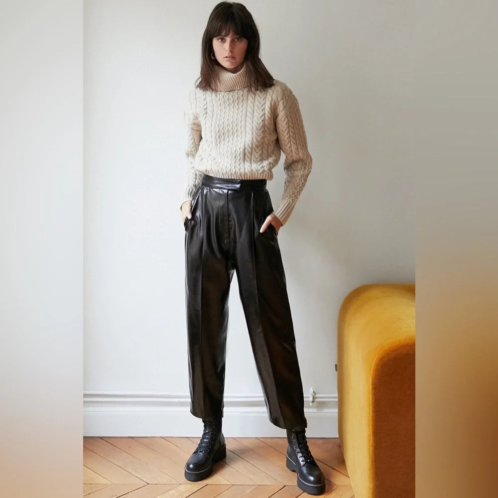 🏷️ NWT Pixie Market Oslo Patent Straight Leg Pants - Picture 2 of 13